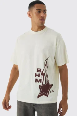 Oversized BHM Star Print T-Shirt | BoohooMAN UK