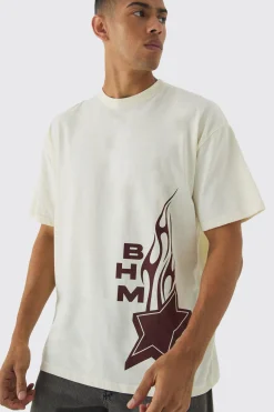 Oversized BHM Star Print T-Shirt | BoohooMAN UK