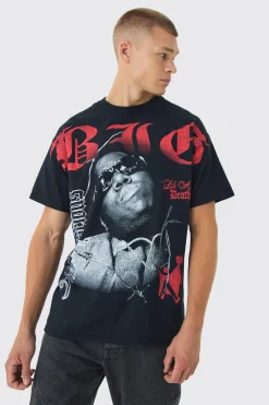 Oversized Biggie Over Seams License Print T-Shirt | BoohooMAN UK