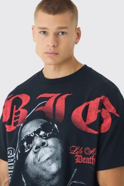 Oversized Biggie Over Seams License Print T-Shirt | BoohooMAN UK
