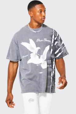Oversized Bleach Tie Dye Graphic T-shirt | BoohooMAN UK