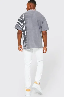 Oversized Bleach Tie Dye Graphic T-shirt | BoohooMAN UK