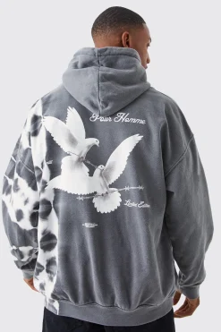 Oversized Bleach Tie Dye Graphic Hoodie | BoohooMAN UK