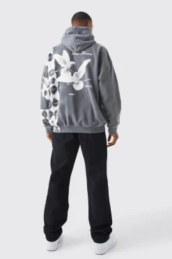Oversized Bleach Tie Dye Graphic Hoodie | BoohooMAN UK