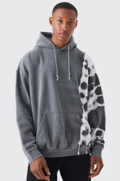 Oversized Bleach Tie Dye Graphic Hoodie | BoohooMAN UK