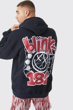 Oversized Blink 182 License Hoodie | BoohooMAN UK