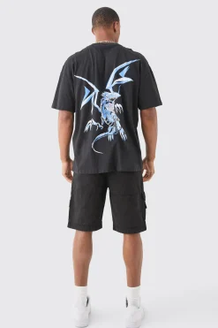 Oversized Blue Eyes Yugioh License T-shirt | BoohooMAN UK
