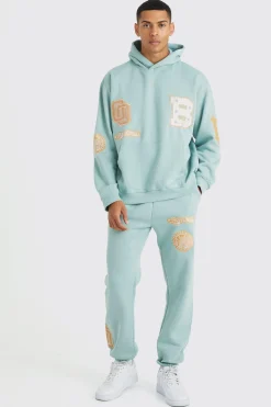 Oversized Bm Varsity Hooded Tracksuit | BoohooMAN UK