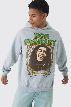 Oversized Bob Marley License Wash Print Hoodie | BoohooMAN UK