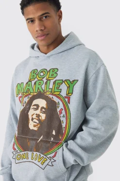 Oversized Bob Marley License Wash Print Hoodie | BoohooMAN UK