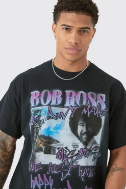 Oversized Bob Ross License T-shirt | BoohooMAN UK