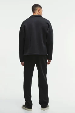 Oversized Bonded Scuba Zip Through Overshirt | BoohooMAN UK