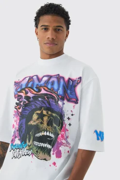 Oversized Boohooman Skull Graffiti Large Scale Graphic T-shirt | BoohooMAN UK