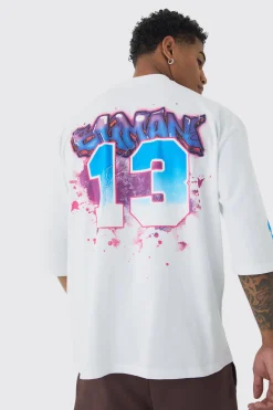 Oversized Boohooman Skull Graffiti Large Scale Graphic T-shirt | BoohooMAN UK