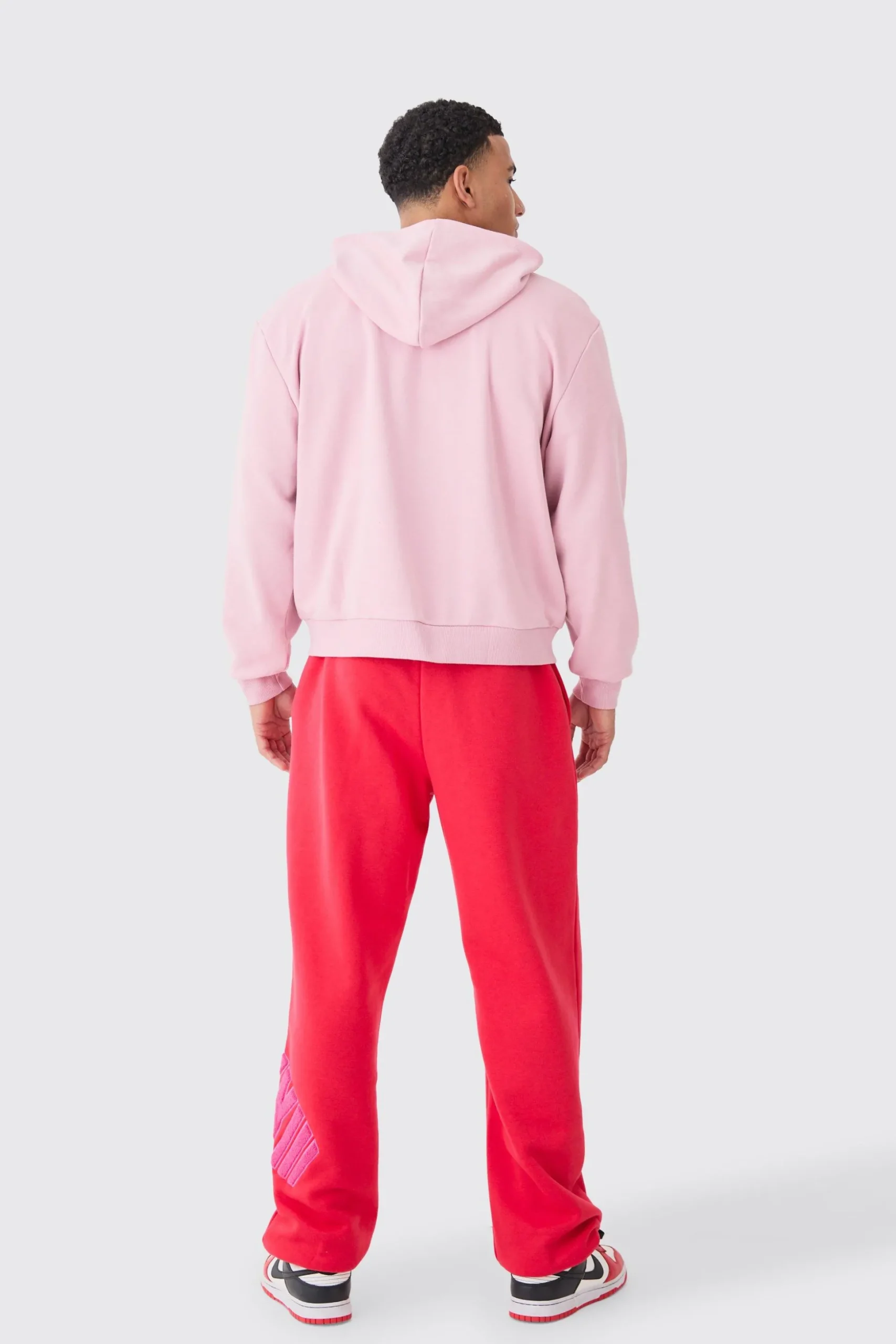 Oversized Borg Applique Joggers | BoohooMAN UK