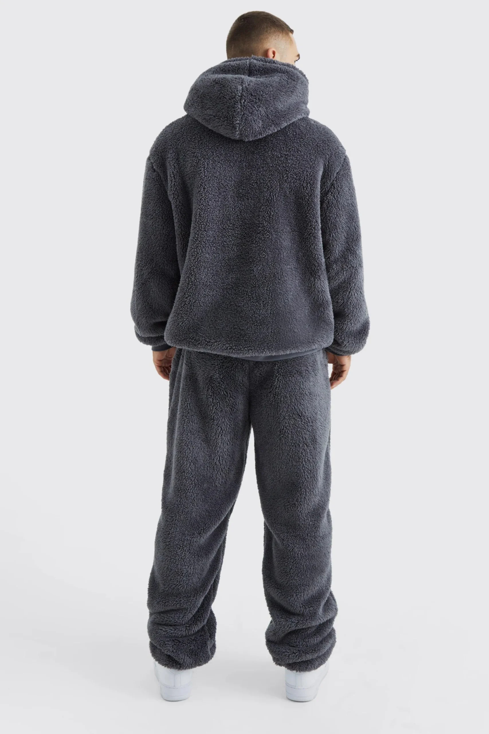 Oversized Borg Hooded Tracksuit | BoohooMAN UK
