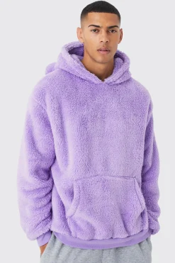 Oversized Borg Novelty Hoodie | BoohooMAN UK