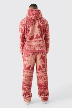 Oversized Borg Printed Hoodie | BoohooMAN UK