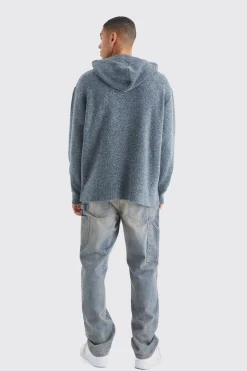 Oversized Boucle Knitted Hoodie | BoohooMAN UK