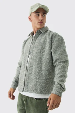 Oversized Boucle Overshirt | BoohooMAN UK