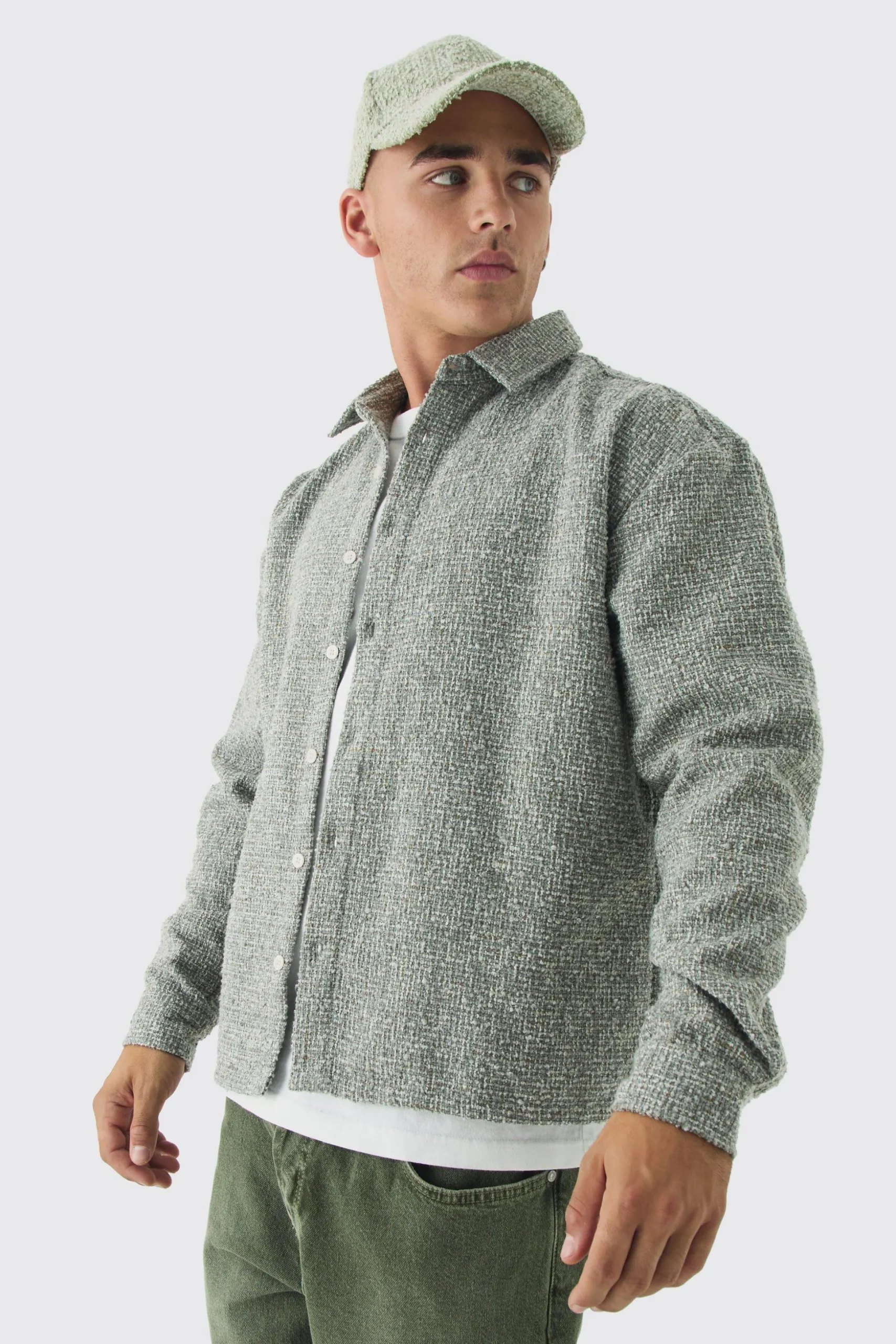Oversized Boucle Overshirt | BoohooMAN UK