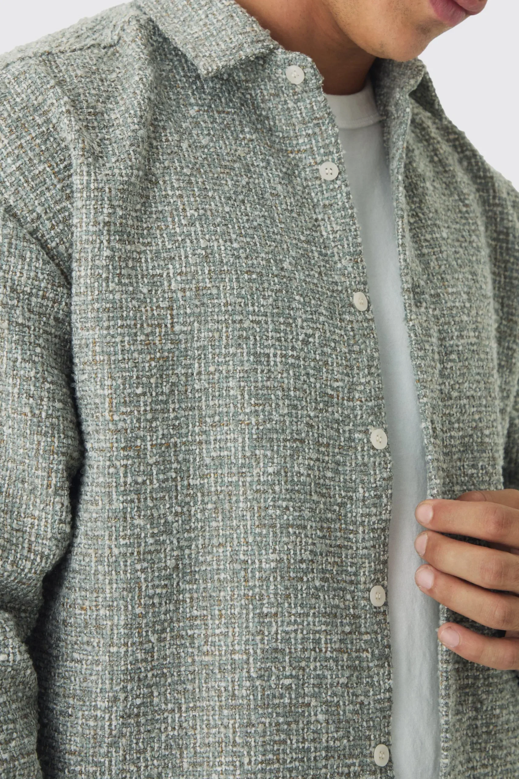 Oversized Boucle Overshirt | BoohooMAN UK