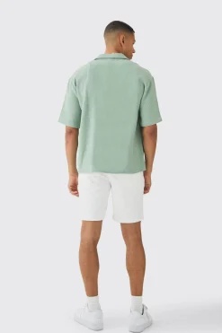 Oversized Boucle Short Sleeve Shirt | BoohooMAN UK