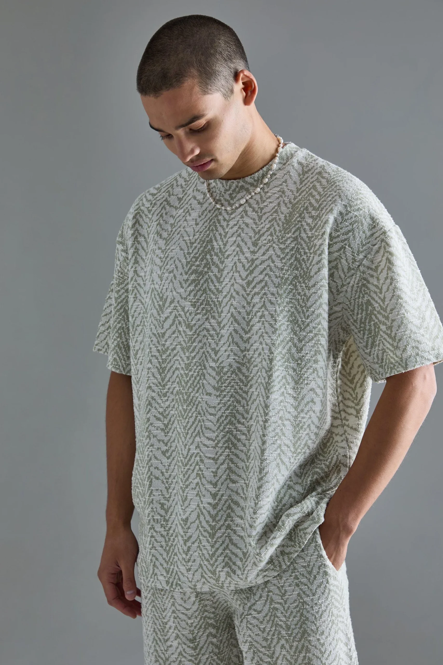 Oversized Boucle T-shirt | BoohooMAN UK