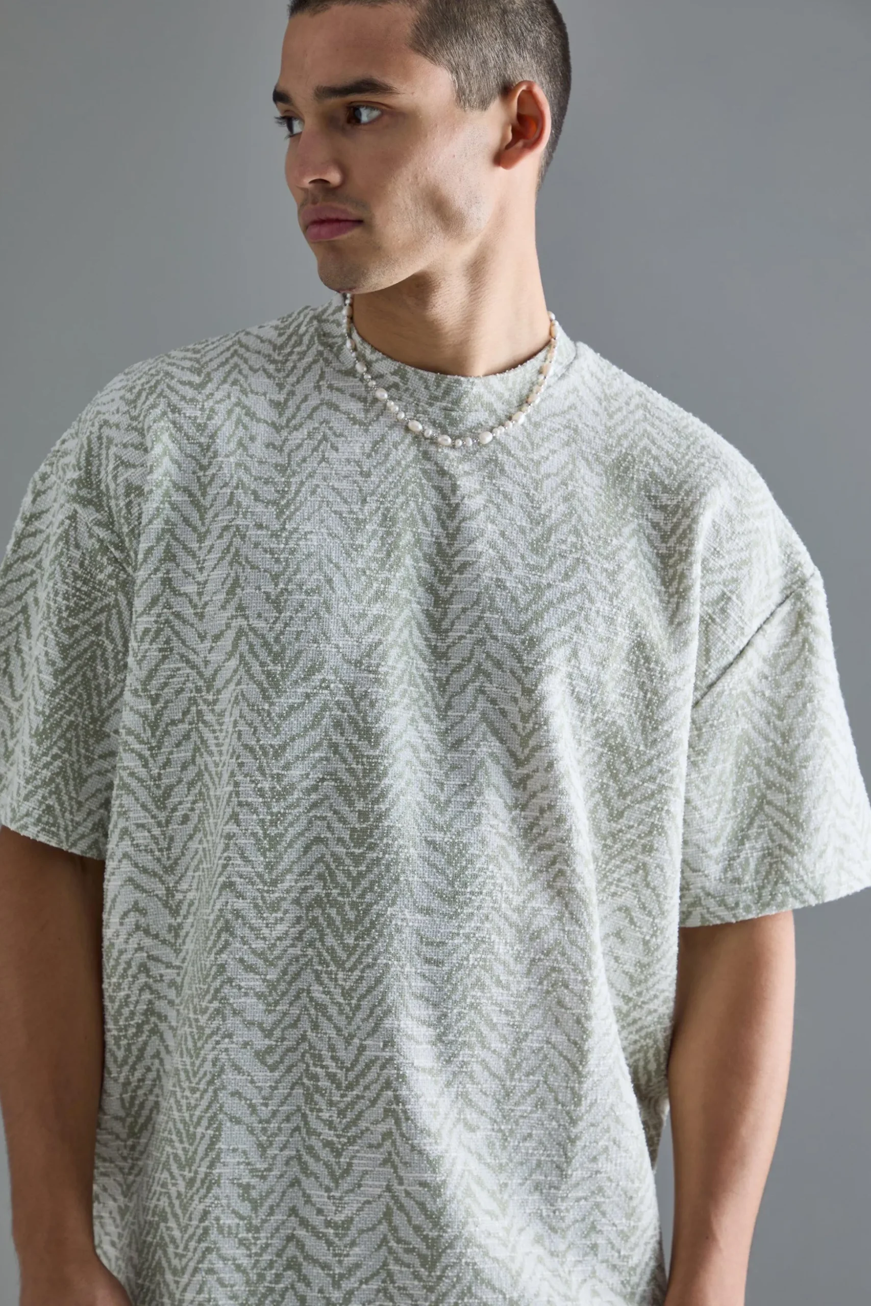 Oversized Boucle T-shirt | BoohooMAN UK