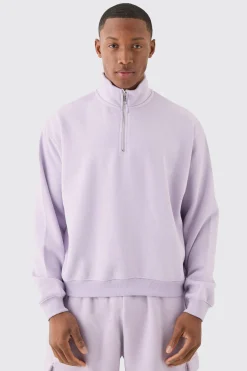 Oversized Boxy 1/4 Zip Sweatshirt | BoohooMAN UK