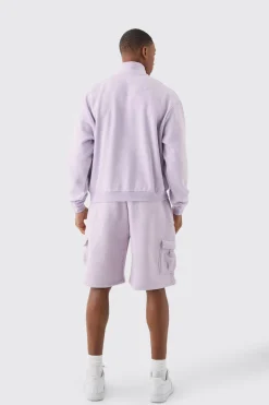Oversized Boxy 1/4 Zip Sweatshirt | BoohooMAN UK