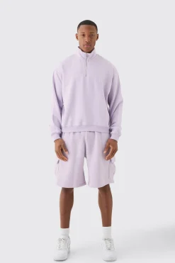 Oversized Boxy 1/4 Zip Sweatshirt | BoohooMAN UK