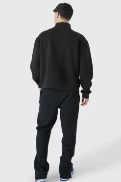 Oversized Boxy 1/4 Zip Varsity Sweatshirt | BoohooMAN UK