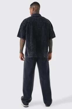 Oversized Boxy Acid Wash Shirt | BoohooMAN UK