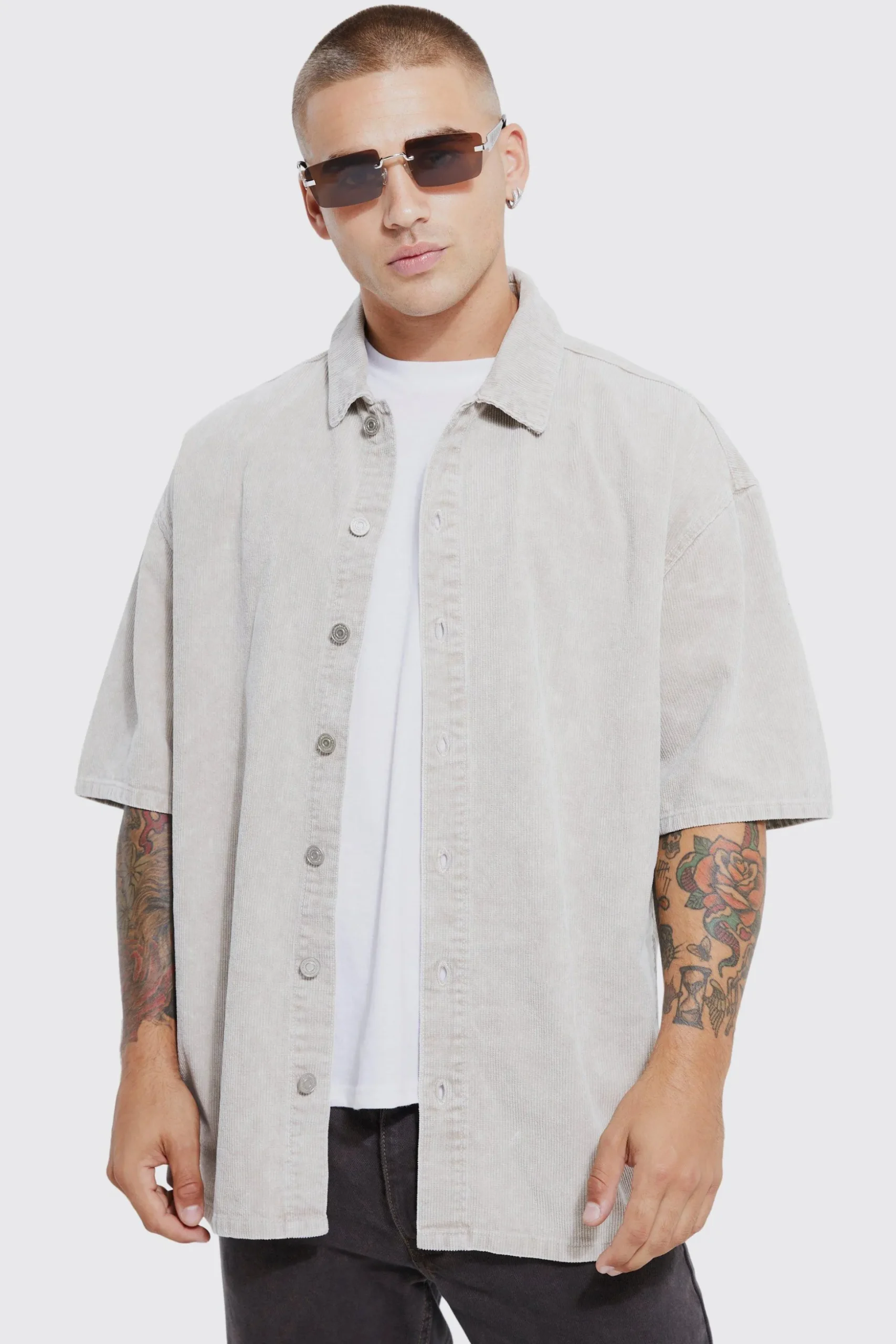 Oversized Boxy Acid Wash Shirt | BoohooMAN UK