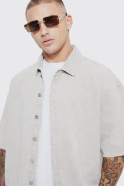 Oversized Boxy Acid Wash Shirt | BoohooMAN UK