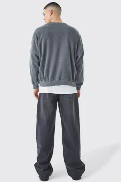 Oversized Boxy Acid Wash Man Graphic Sweatshirt | BoohooMAN UK