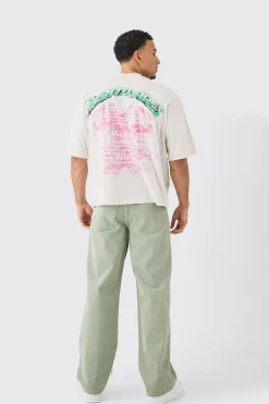 Oversized Boxy Acid Wash Rhinestone Heavyweight T-shirt | BoohooMAN UK