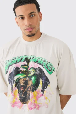 Oversized Boxy Acid Wash Rhinestone Heavyweight T-shirt | BoohooMAN UK