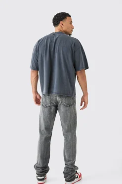 Oversized Boxy Acid Wash Heavyweight T-shirt | BoohooMAN UK