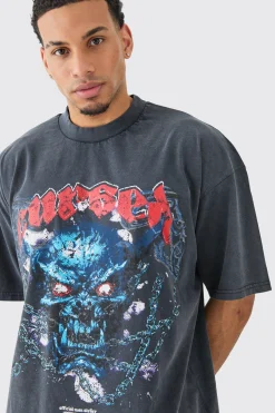 Oversized Boxy Acid Wash Heavyweight T-shirt | BoohooMAN UK