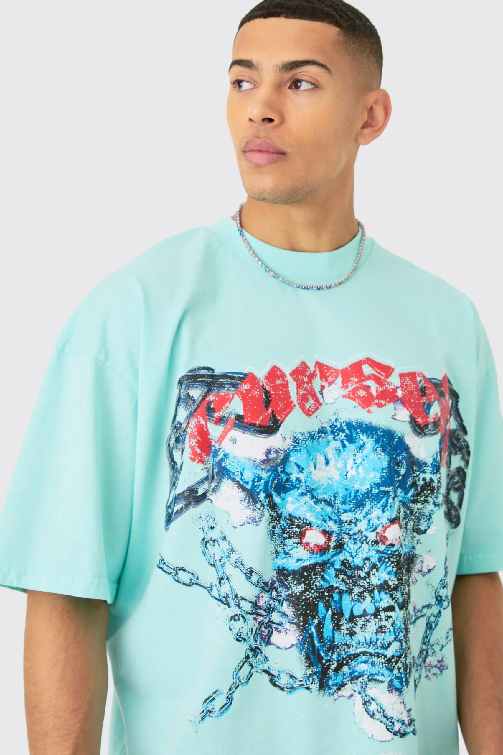 Oversized Boxy Acid Wash Heavyweight T-shirt | BoohooMAN UK