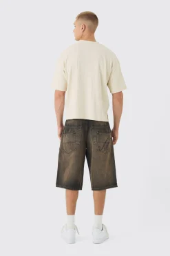 Oversized Boxy Acid Wash Ribbed Slogan T-shirt | BoohooMAN UK