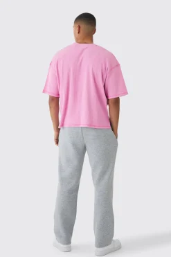 Oversized Boxy Acid Wash Ribbed Slogan T-shirt | BoohooMAN UK