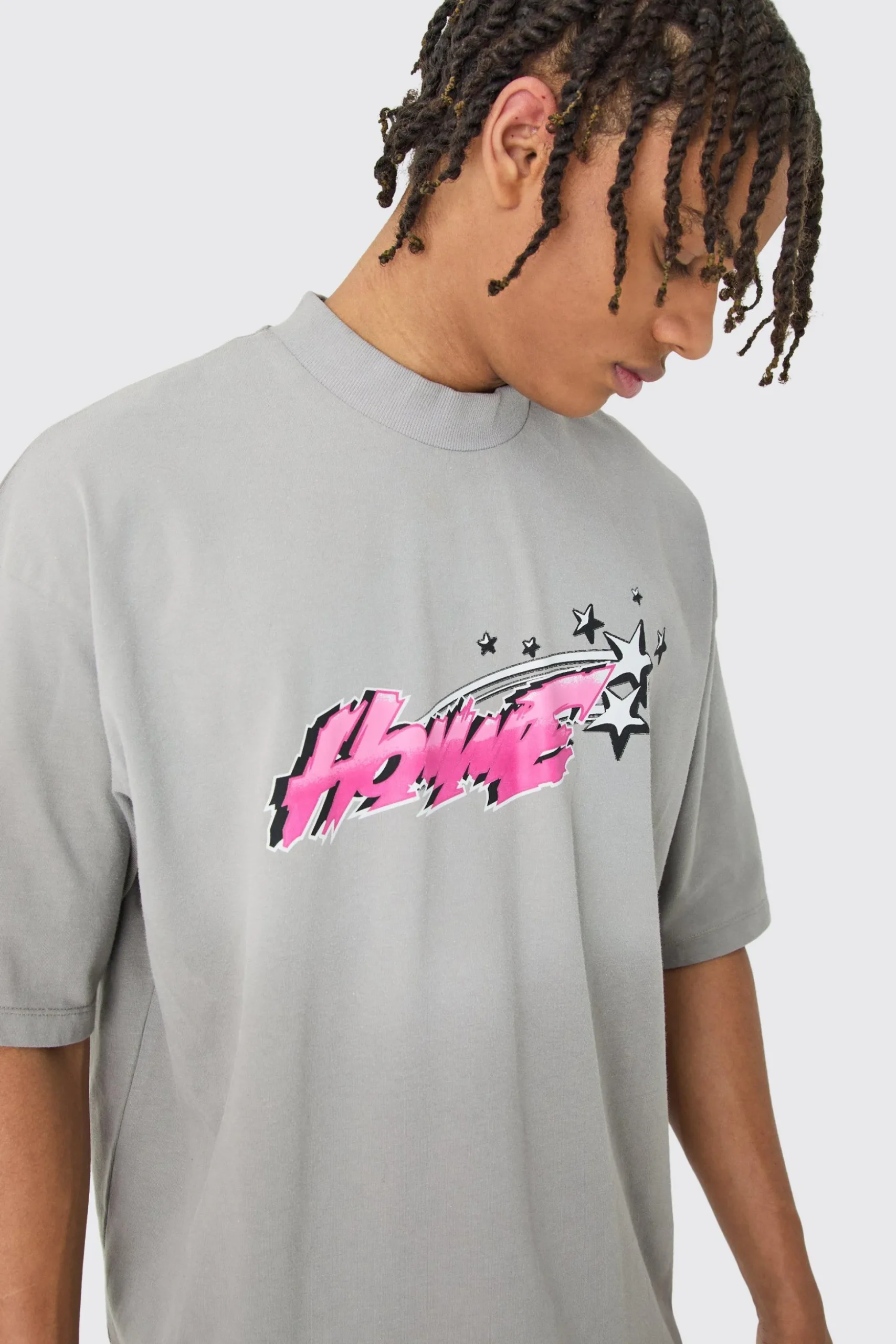 Oversized Boxy Alien Heavyweight Washed T-shirt | BoohooMAN UK