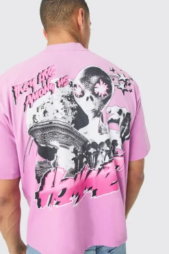 Oversized Boxy Alien Heavyweight Washed T-shirt | BoohooMAN UK