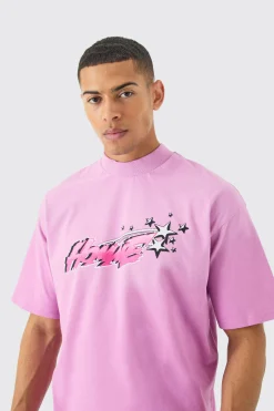 Oversized Boxy Alien Heavyweight Washed T-shirt | BoohooMAN UK