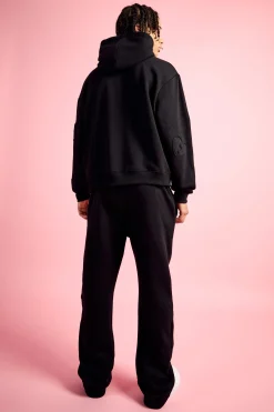 Oversized Boxy All Over Heart Applique Tracksuit | BoohooMAN UK