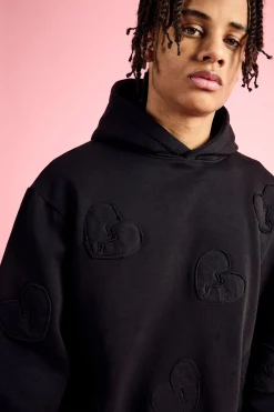 Oversized Boxy All Over Heart Applique Tracksuit | BoohooMAN UK