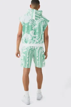 Oversized Boxy All Over Printed Interlock Hoodie | BoohooMAN UK